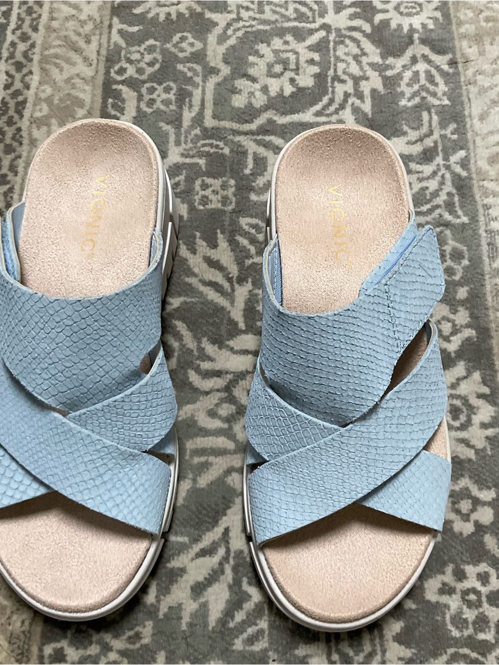 Vionic Light Blue Crisscross Slide Sandals for Women 6